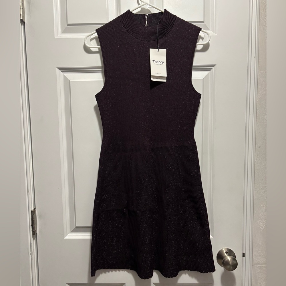 Theory Women's Dark Purple Mini Dress